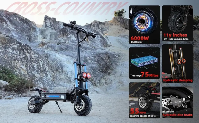 S3 Electric Scooter 6000W Dual Drive Motor with Seat 5