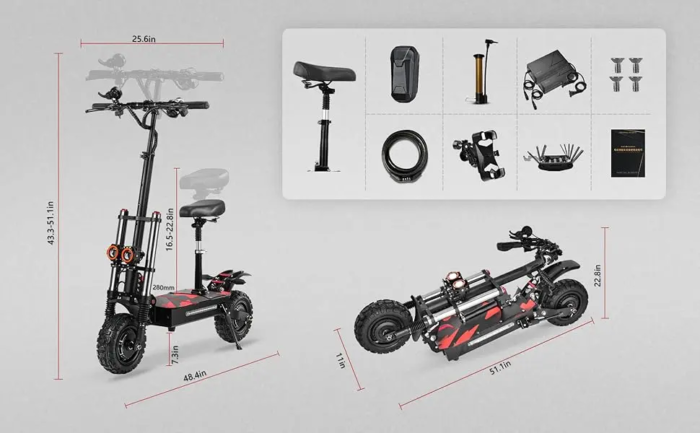 S3 Electric Scooter 6000W Dual Drive Motor with Seat 7